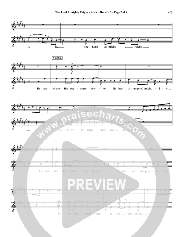 The Lord Almighty Reigns French Horn 1/2 ()
