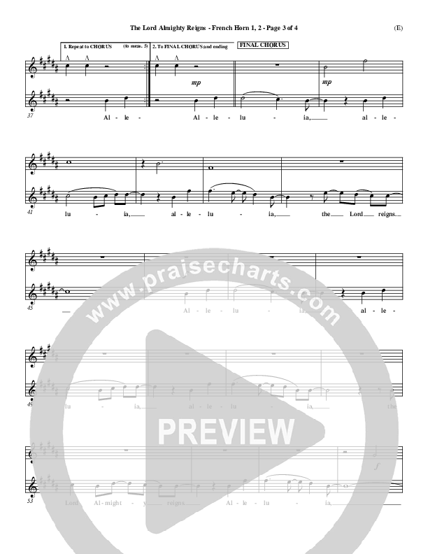 The Lord Almighty Reigns French Horn 1/2 ()