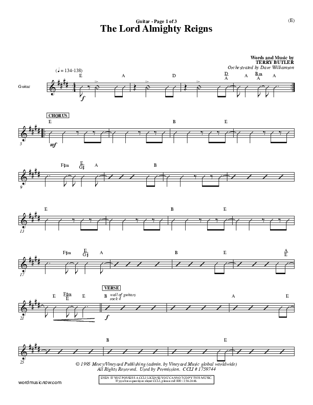 The Lord Almighty Reigns Guitar ()