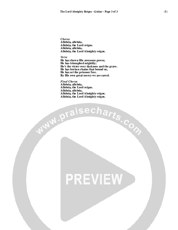 The Lord Almighty Reigns Guitar ()