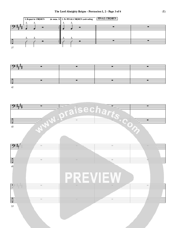 The Lord Almighty Reigns Percussion 1/2 ()