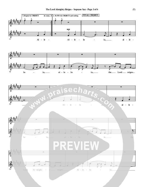 The Lord Almighty Reigns Soprano Sax ()