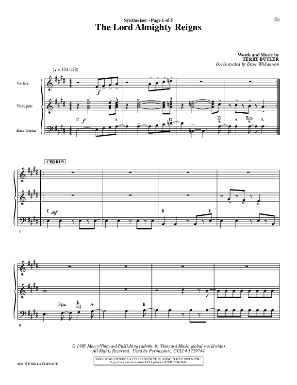 The Lord Almighty Reigns Synth ()