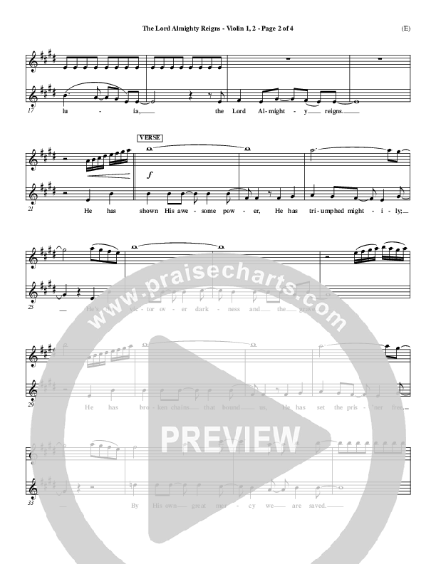 The Lord Almighty Reigns Violin 1/2 ()