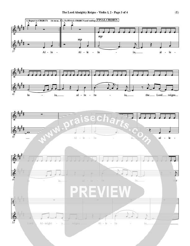 The Lord Almighty Reigns Violin 1/2 ()