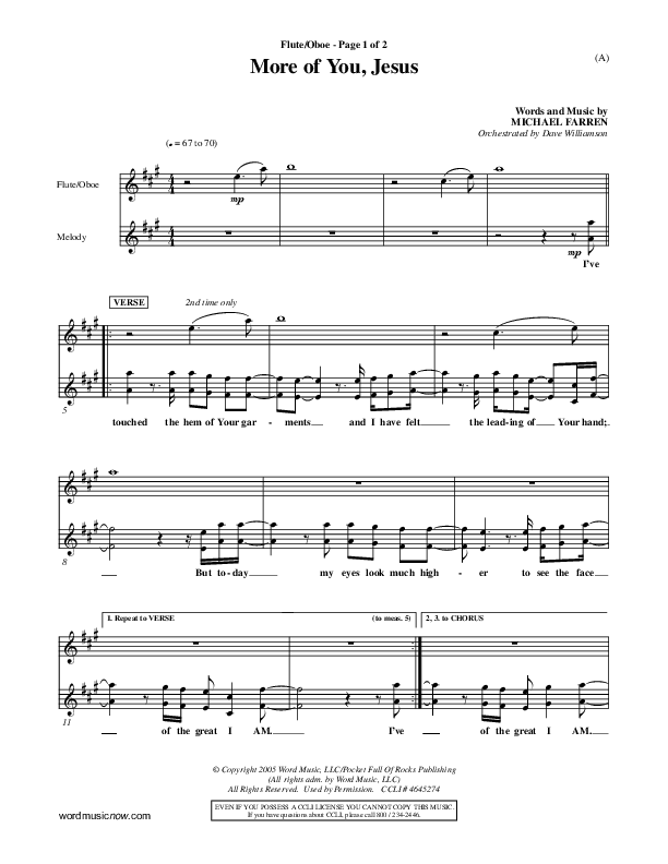 More Of You Jesus Flute/Oboe (Pocket Full Of Rocks)