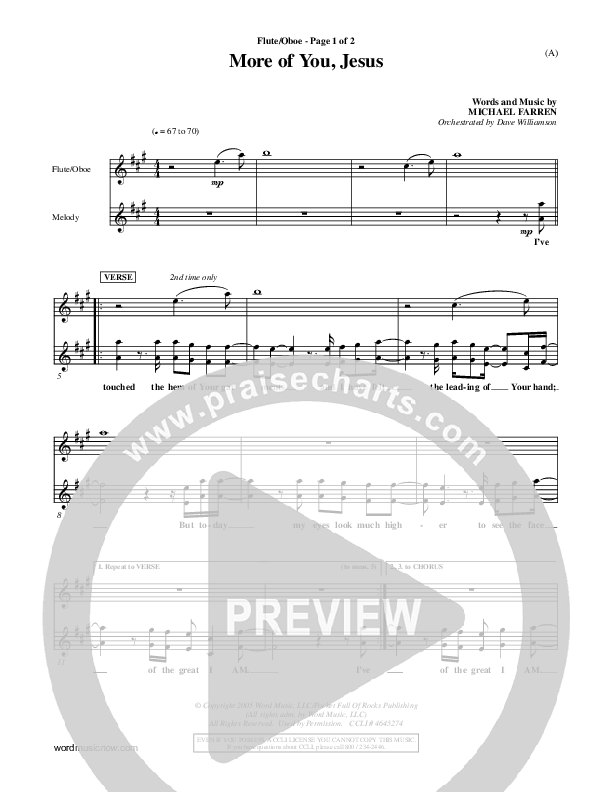 More Of You Jesus Flute/Oboe (Pocket Full Of Rocks)