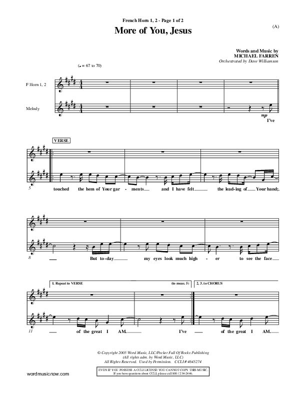 More Of You Jesus French Horn 1/2 (Pocket Full Of Rocks)