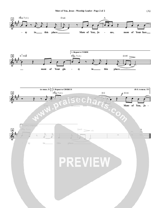 More Of You Jesus Lead Sheet (Pocket Full Of Rocks)