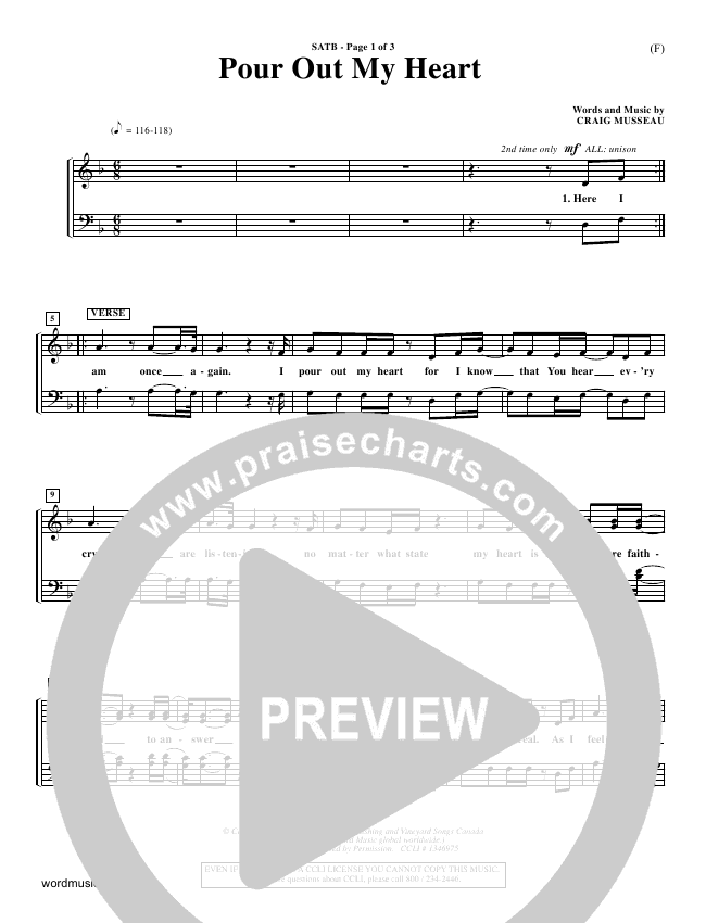Pour Out My Heart Sheet Music PDF (Craig Musseau) PraiseCharts