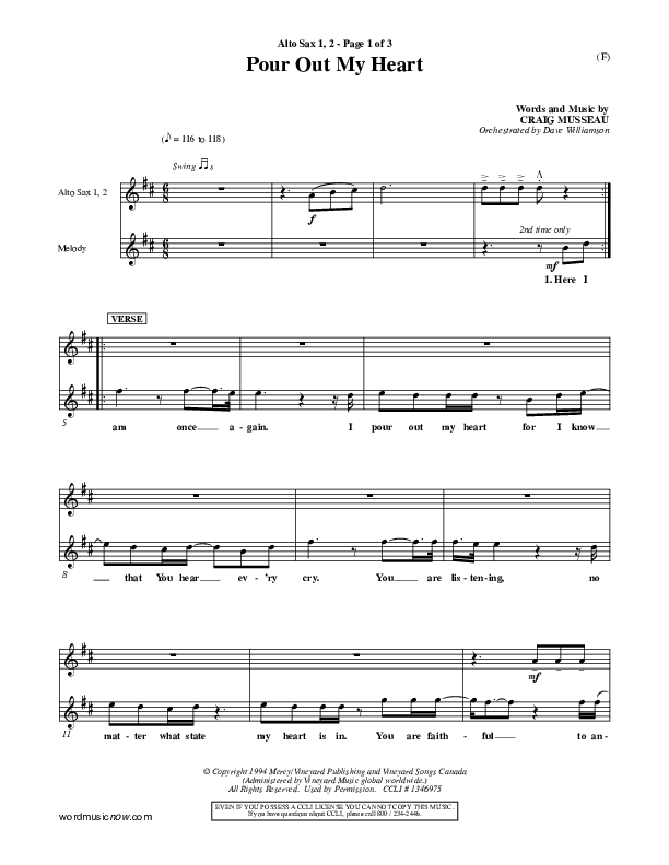 Pour Out My Heart Alto Sax 1/2 (Craig Musseau)