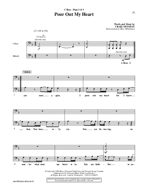 Pour Out My Heart Contrabass (Craig Musseau)