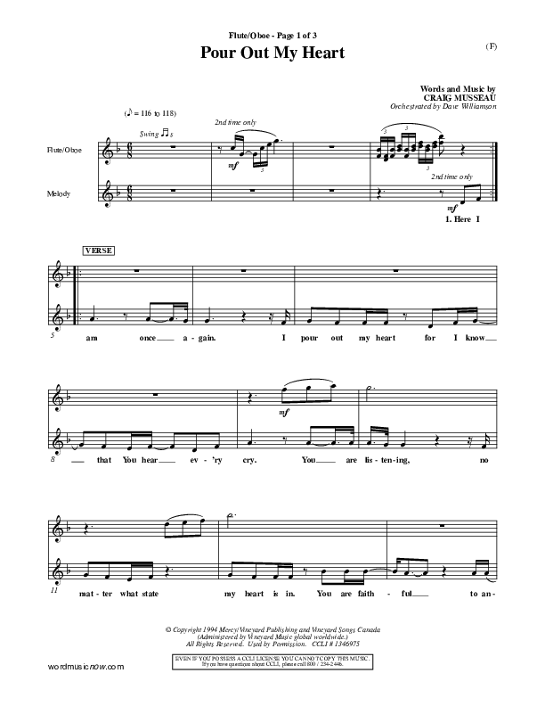 Pour Out My Heart Flute/Oboe (Craig Musseau)