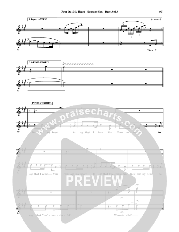 Pour Out My Heart Soprano Sax (Craig Musseau)