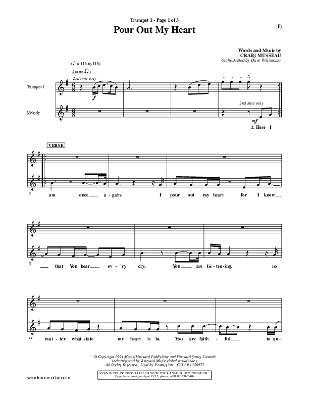 Pour Out My Heart Trumpet 1 (Craig Musseau)