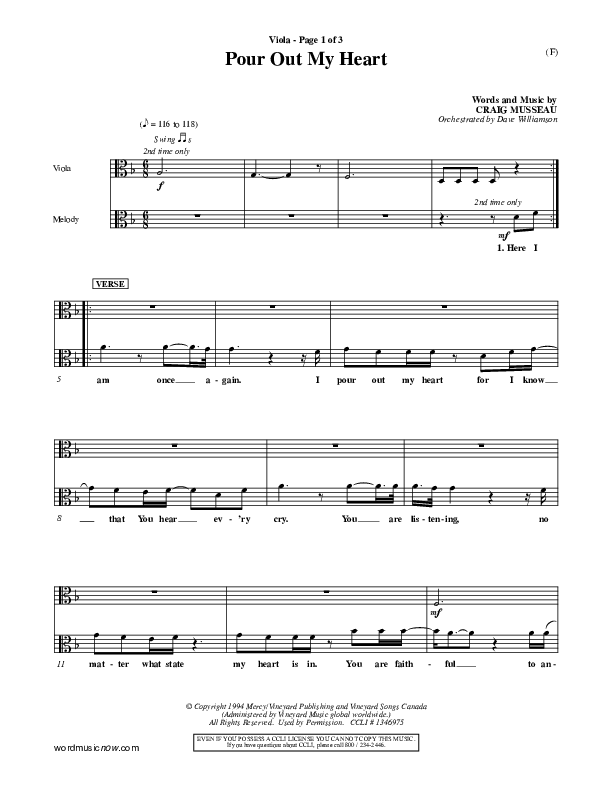 Pour Out My Heart Viola (Craig Musseau)