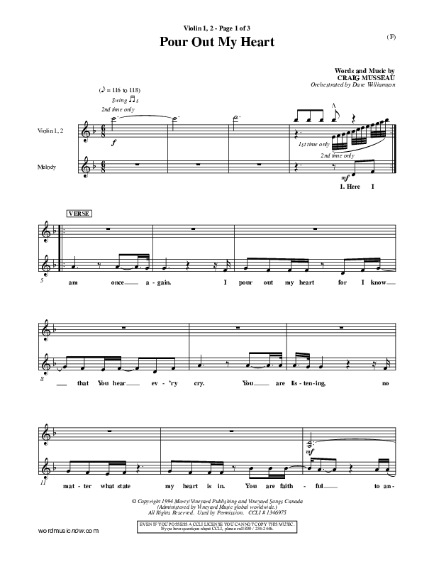 Pour Out My Heart Violin 1/2 (Craig Musseau)