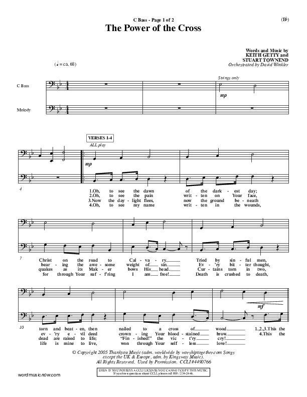 The Power Of The Cross Contrabass (Keith & Kristyn Getty)