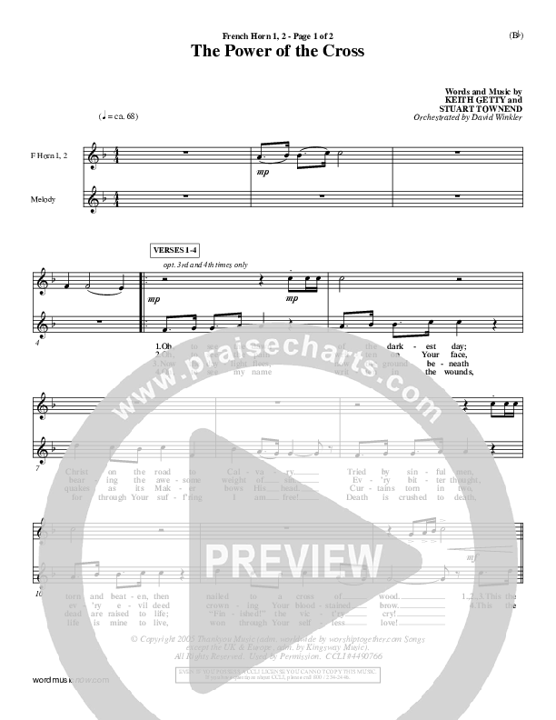 The Power Of The Cross French Horn 1/2 (Keith & Kristyn Getty)