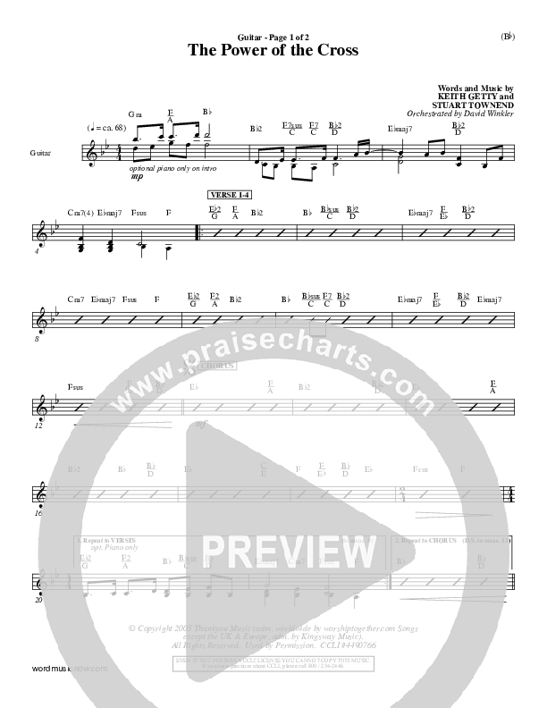 The Power Of The Cross Guitar (Keith & Kristyn Getty)