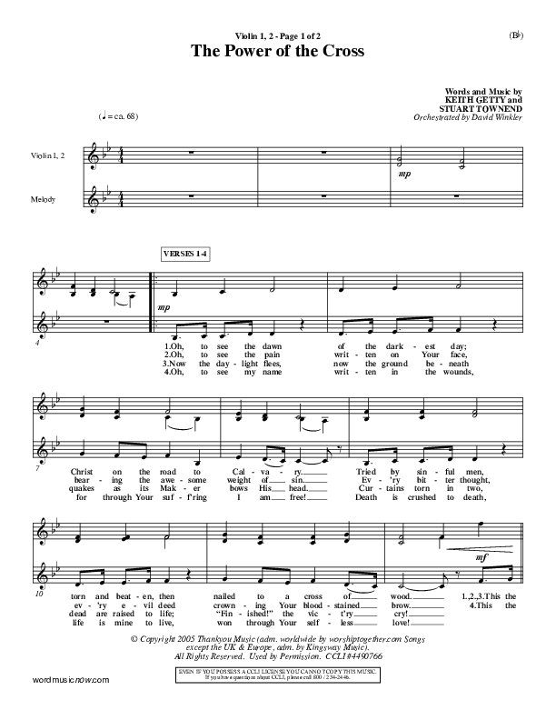 The Power Of The Cross Violin 1/2 (Keith & Kristyn Getty)