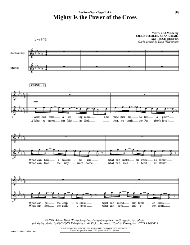 Mighty Is The Power Of The Cross Bari Sax (Chris Tomlin)