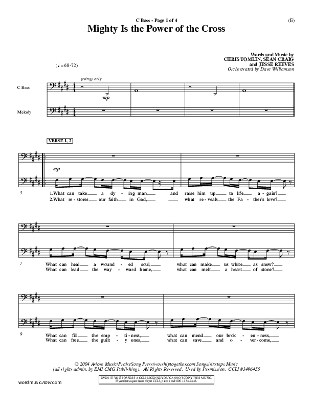 Mighty Is The Power Of The Cross Contrabass (Chris Tomlin)