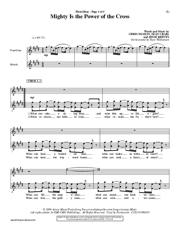 Mighty Is The Power Of The Cross Flute/Oboe (Chris Tomlin)
