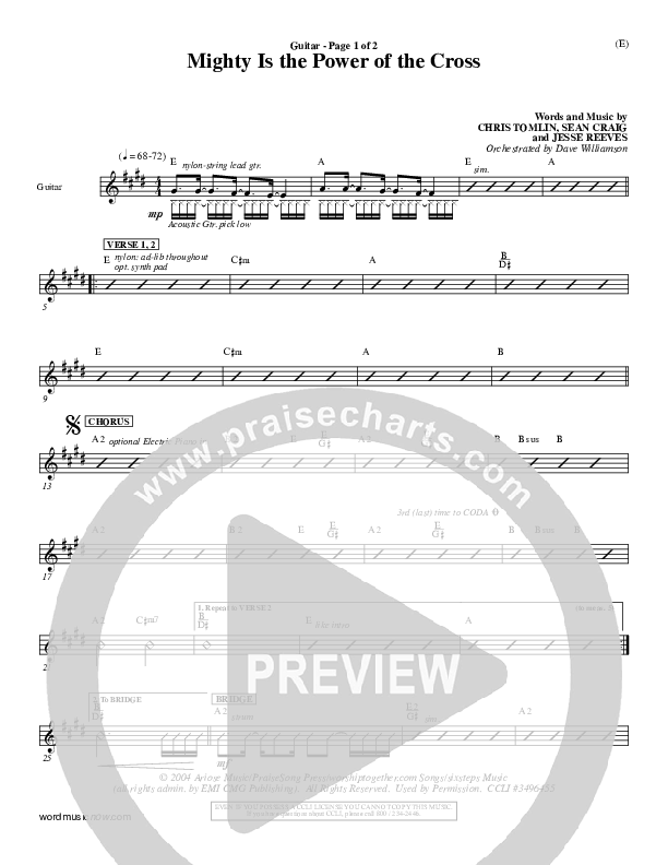 Mighty Is The Power Of The Cross Guitar (Chris Tomlin)