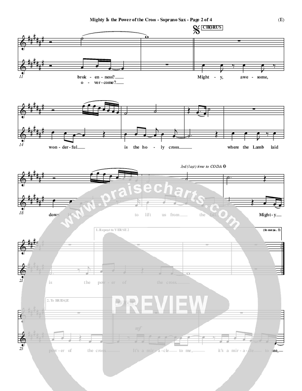 Mighty Is The Power Of The Cross Soprano Sax (Chris Tomlin)