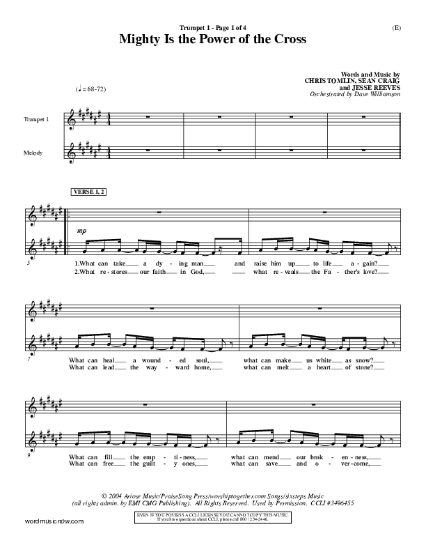 Mighty Is The Power Of The Cross Trumpet 1 (Chris Tomlin)