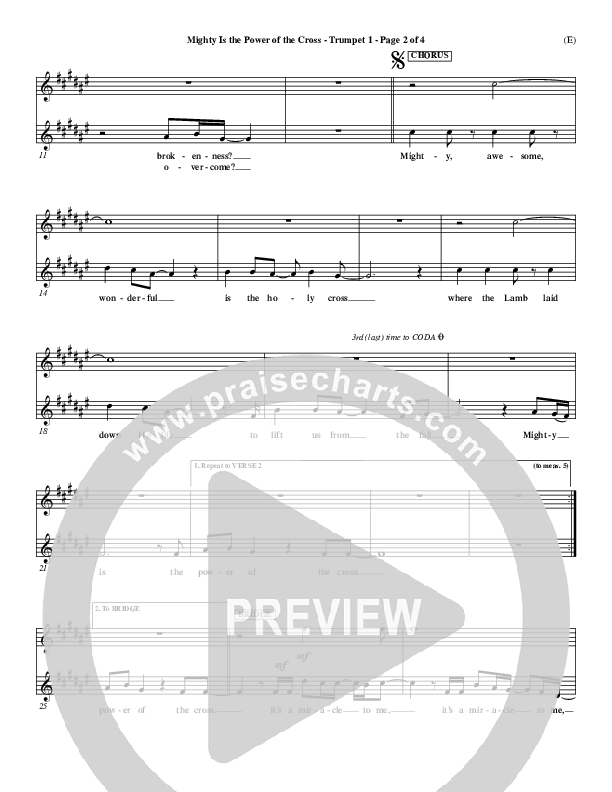 Mighty Is The Power Of The Cross Trumpet 1 (Chris Tomlin)