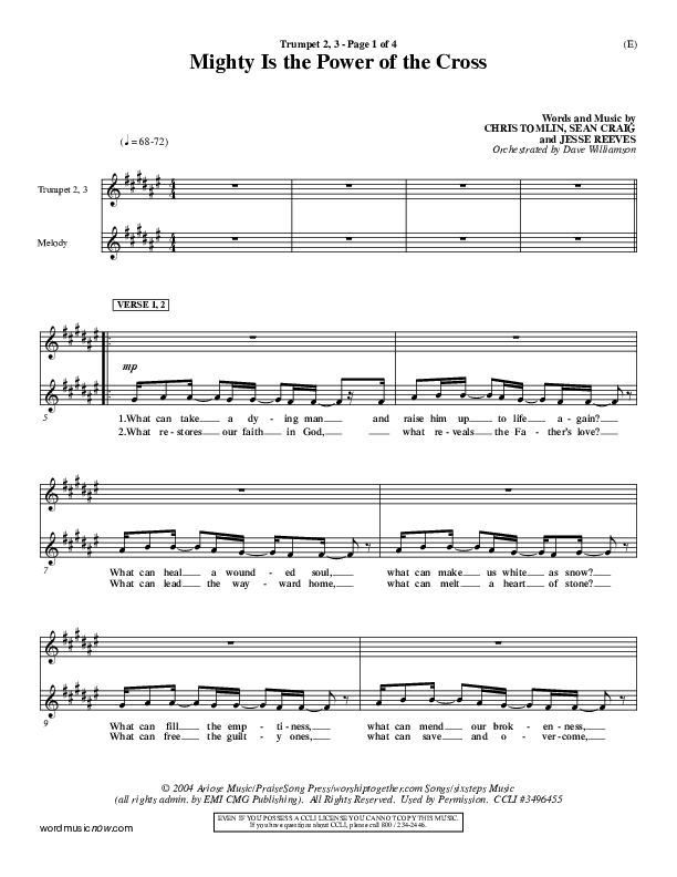 Mighty Is The Power Of The Cross Trumpet 2/3 (Chris Tomlin)