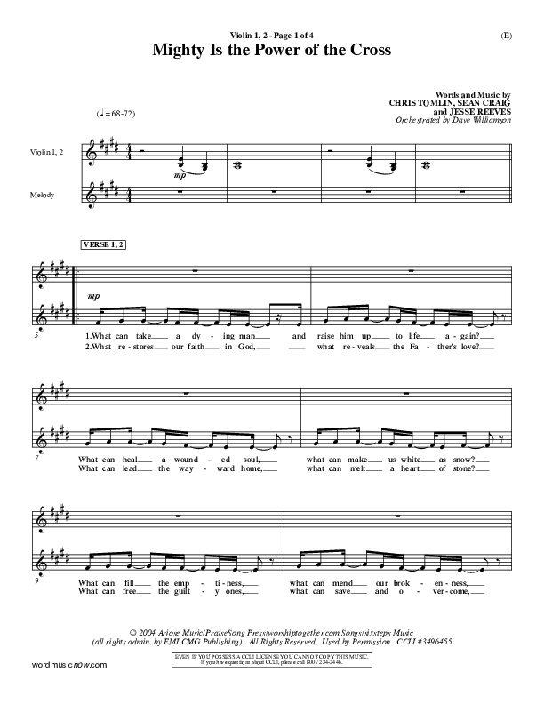 Mighty Is The Power Of The Cross Violin 1/2 (Chris Tomlin)