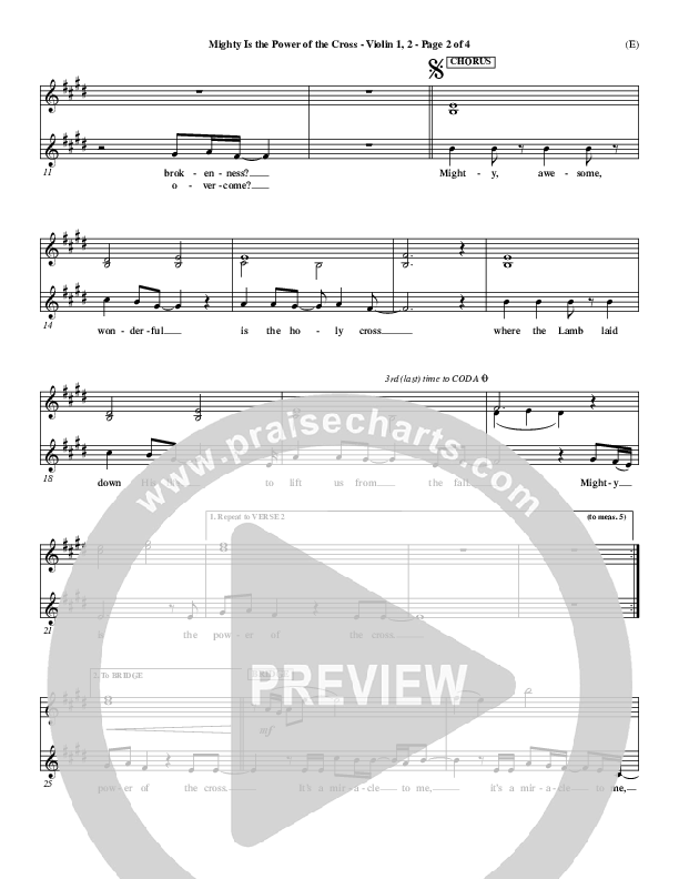 Mighty Is The Power Of The Cross Violin 1/2 (Chris Tomlin)