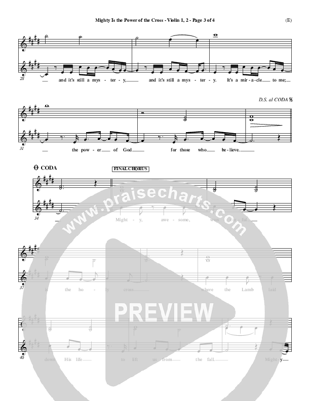 Mighty Is The Power Of The Cross Violin 1/2 (Chris Tomlin)