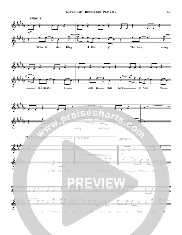 King Of Glory Bari Sax (Chris Tomlin)