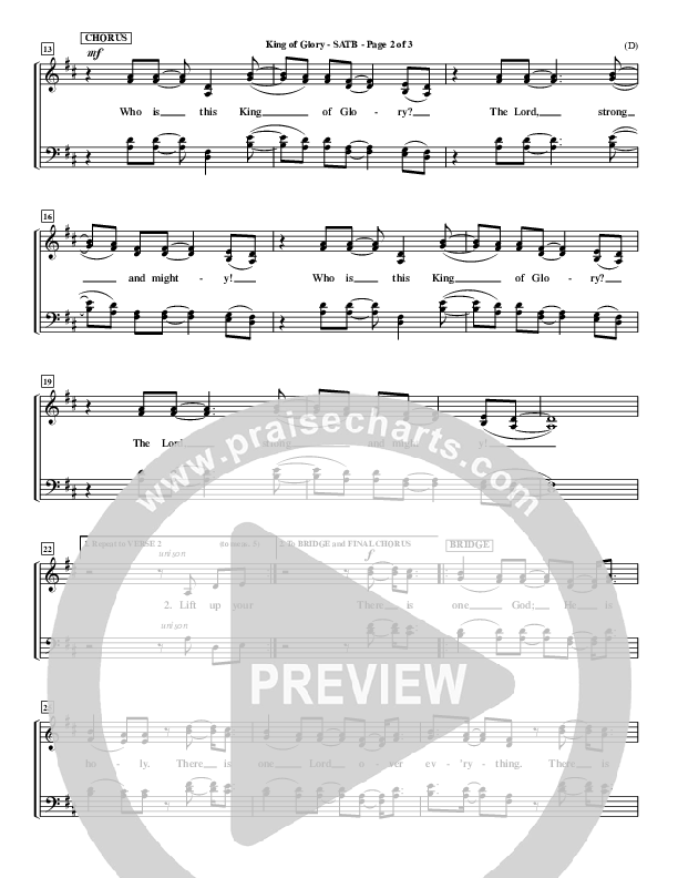 King Of Glory Choir Vocals (SATB) (Chris Tomlin)