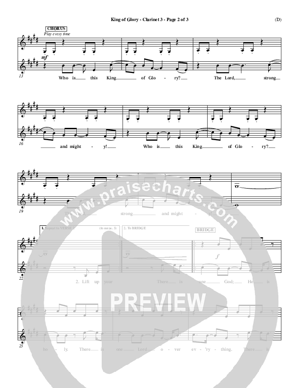 King Of Glory Clarinet 3 (Chris Tomlin)