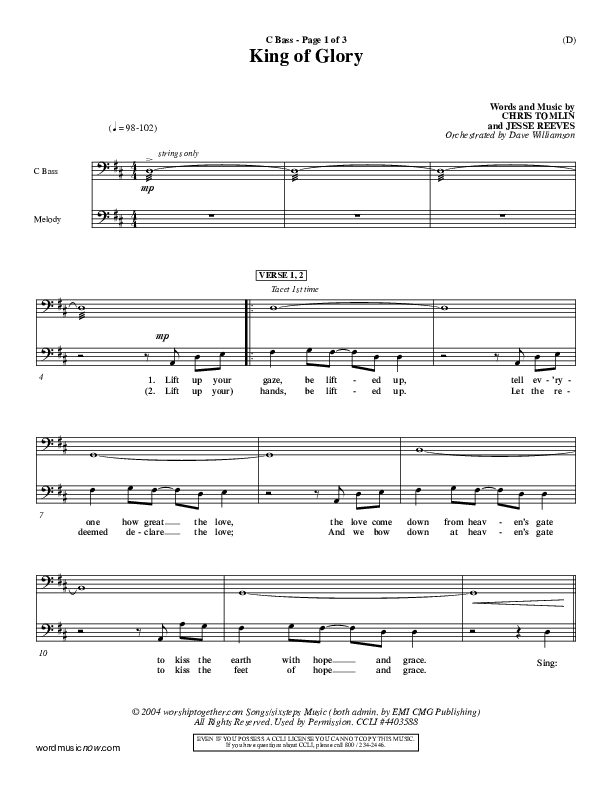 King Of Glory Contrabass (Chris Tomlin)