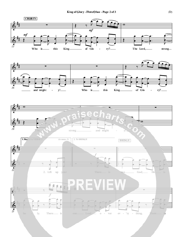 King Of Glory Flute/Oboe (Chris Tomlin)