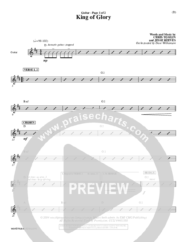 King Of Glory Guitar (Chris Tomlin)