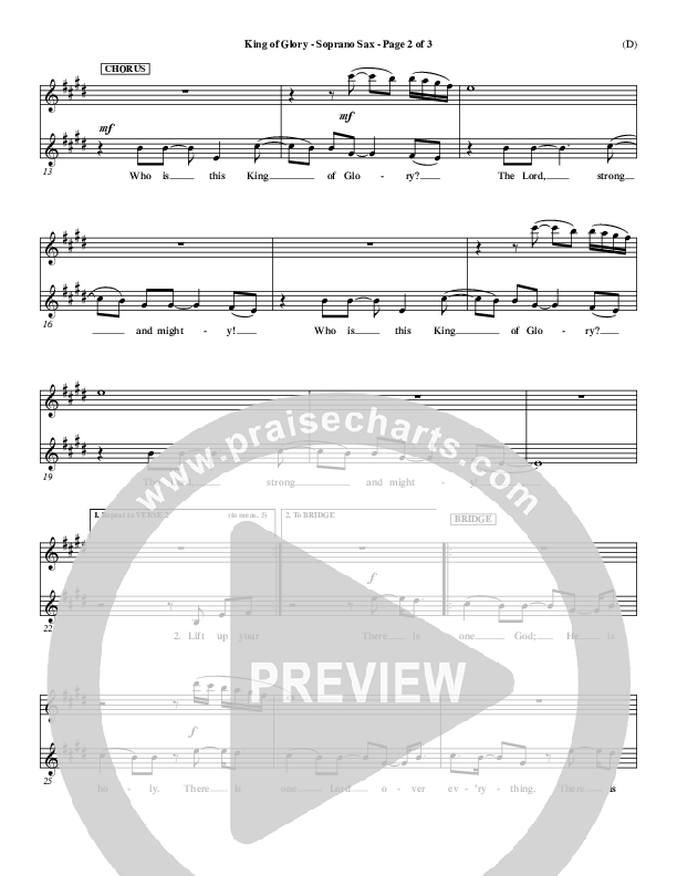 King Of Glory Soprano Sax (Chris Tomlin)