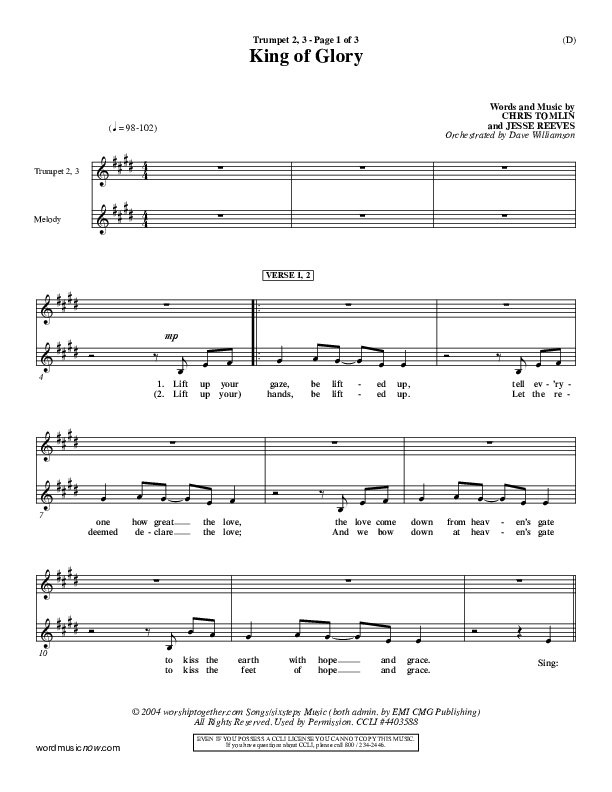 King Of Glory Trumpet 2/3 (Chris Tomlin)