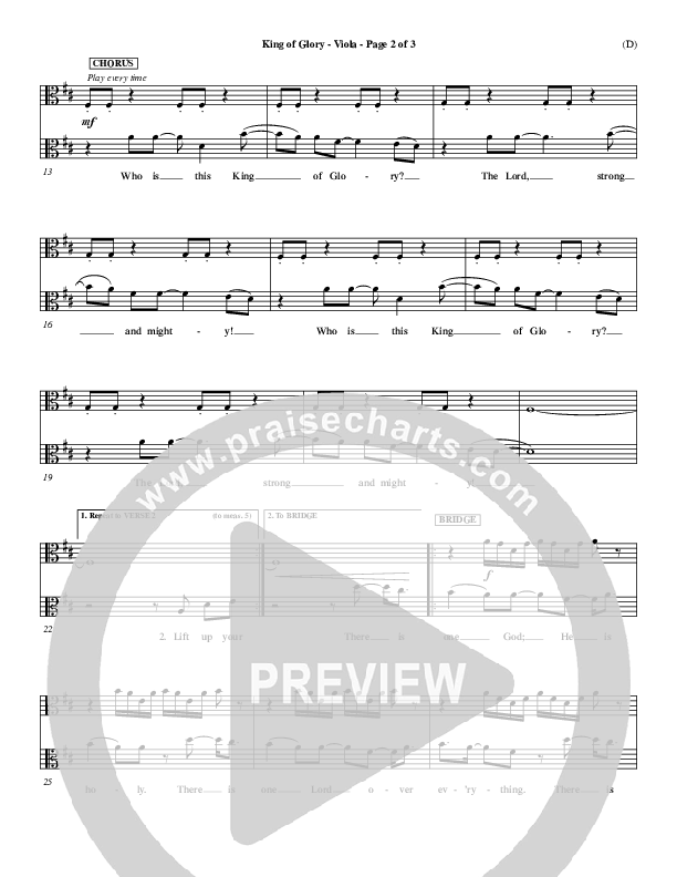 King Of Glory Viola (Chris Tomlin)