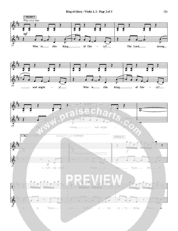 King Of Glory Violin 1/2 (Chris Tomlin)