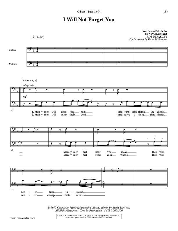 I Will Not Forget You Contrabass ()