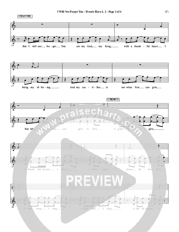 I Will Not Forget You French Horn 1/2 ()