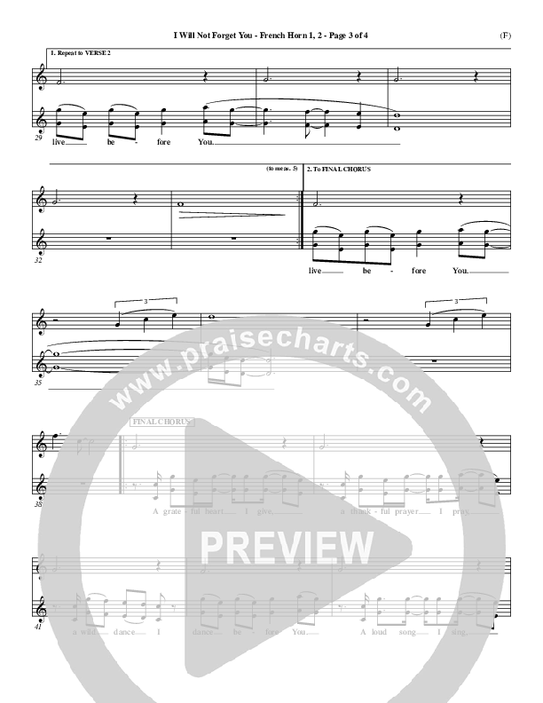 I Will Not Forget You French Horn 1/2 ()