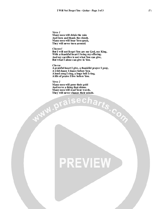 I Will Not Forget You Guitar ()